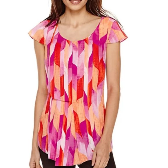 [PS] Colourful Short Sleeve Worthington Petite Blouse - Picture 1 of 11